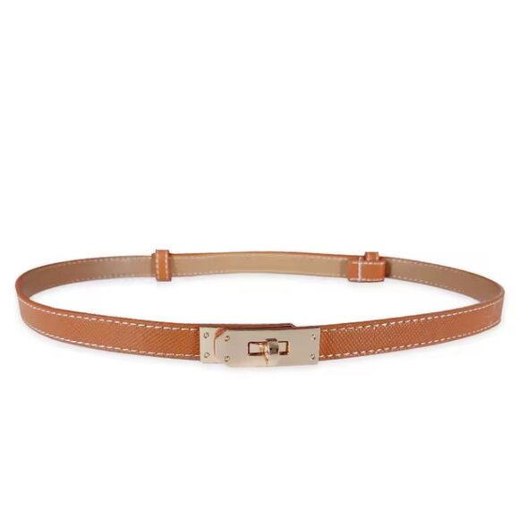 Cognac Turn-Lock Buckle Belt - Adjustable from 60cm to 100cm